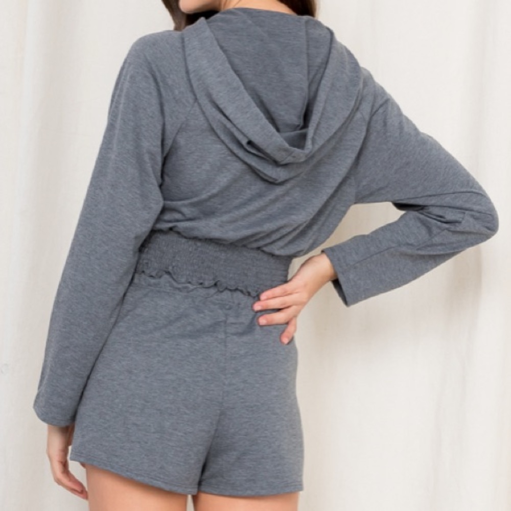 2 Piece Grey Hooded Top & Short Set - Picture 8 of 9